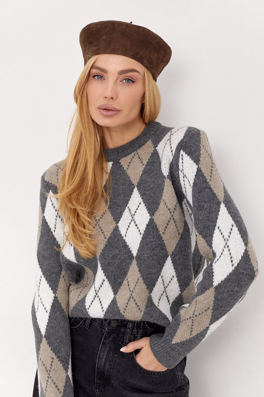 Теплий féminin джемпер oversize в ромб