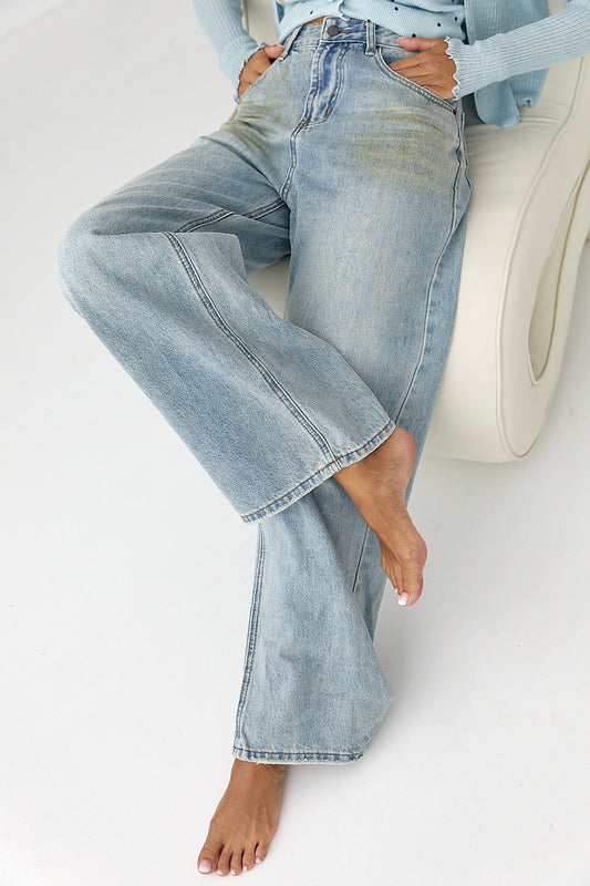 Jeanи Wide leg en ефектом бруду